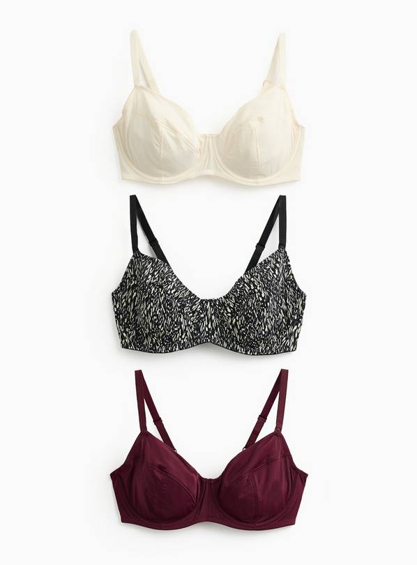 DD+ Printed Full Cup Underwired Bra 3 Pack 38F